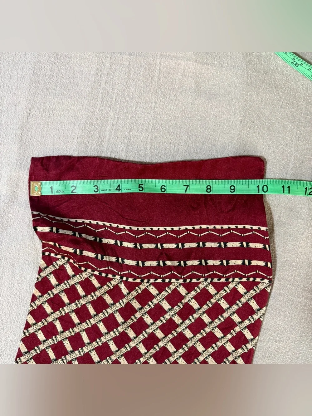 Burgundy Maroon Patterned Silk Scarf